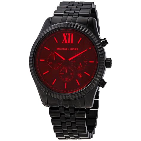 michael kors red and black mens watch